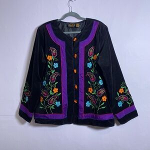 Allure Black Jacket with Floral Embroidery